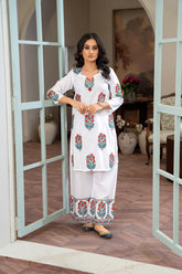 White Embroidered Co Ord