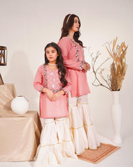 Pink White Gharara Kids