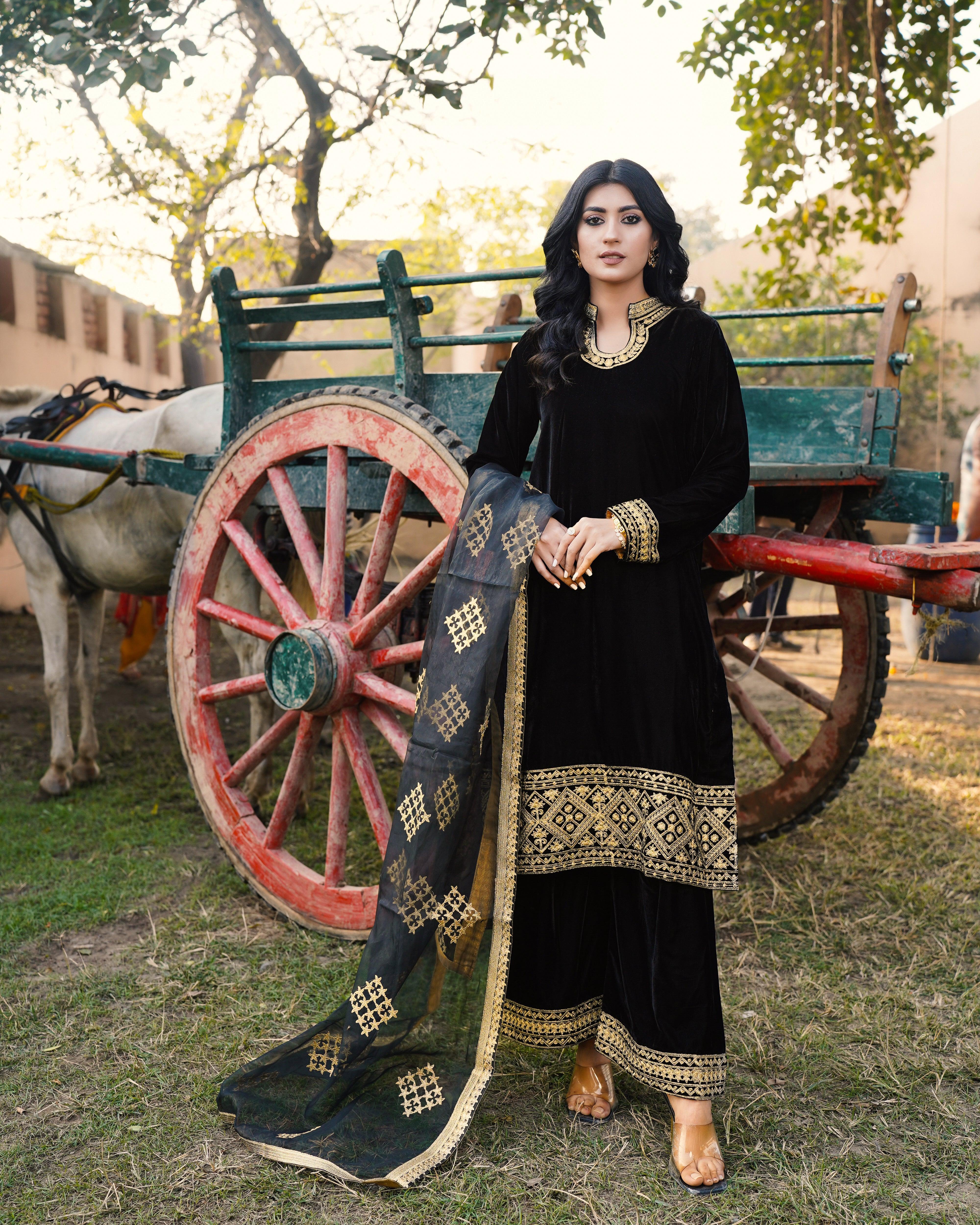 Black Haseena Velvet 3pc