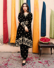 Black Chandni Velvet 3pc