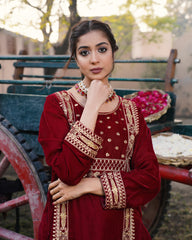 Maroon Mehbooba Velvet 2pc