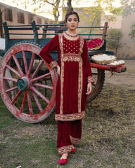 Maroon Mehbooba Velvet 2pc