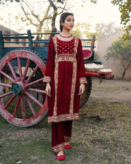 Maroon Mehbooba Velvet 2pc