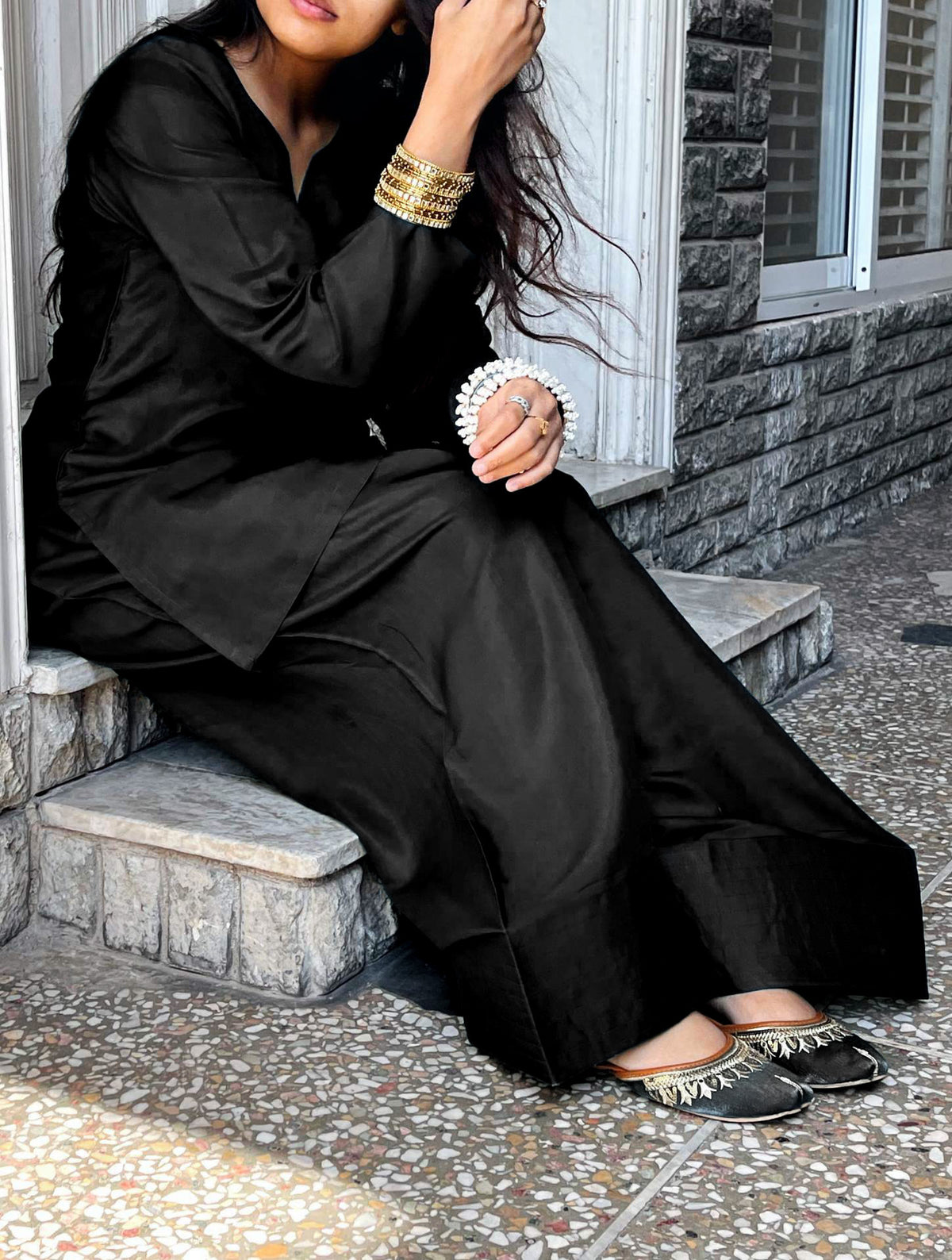 Farshi Shalwar Black 2pc