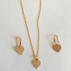 Heart Shaped Locket Set With Earrings