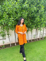 Mandarin Floral Print Top