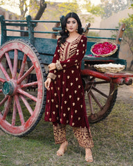 Maroon Dilruba Velvet 2pc