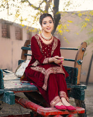 Maroon Mehbooba Velvet 2pc