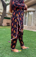 Black Floral Co Ord Set 2pc for women