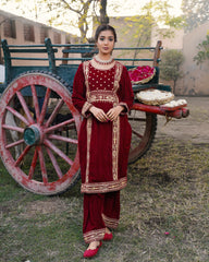 Maroon Mehbooba Velvet 2pc