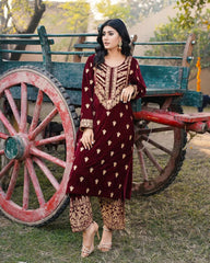 Maroon Dilruba Velvet 2pc