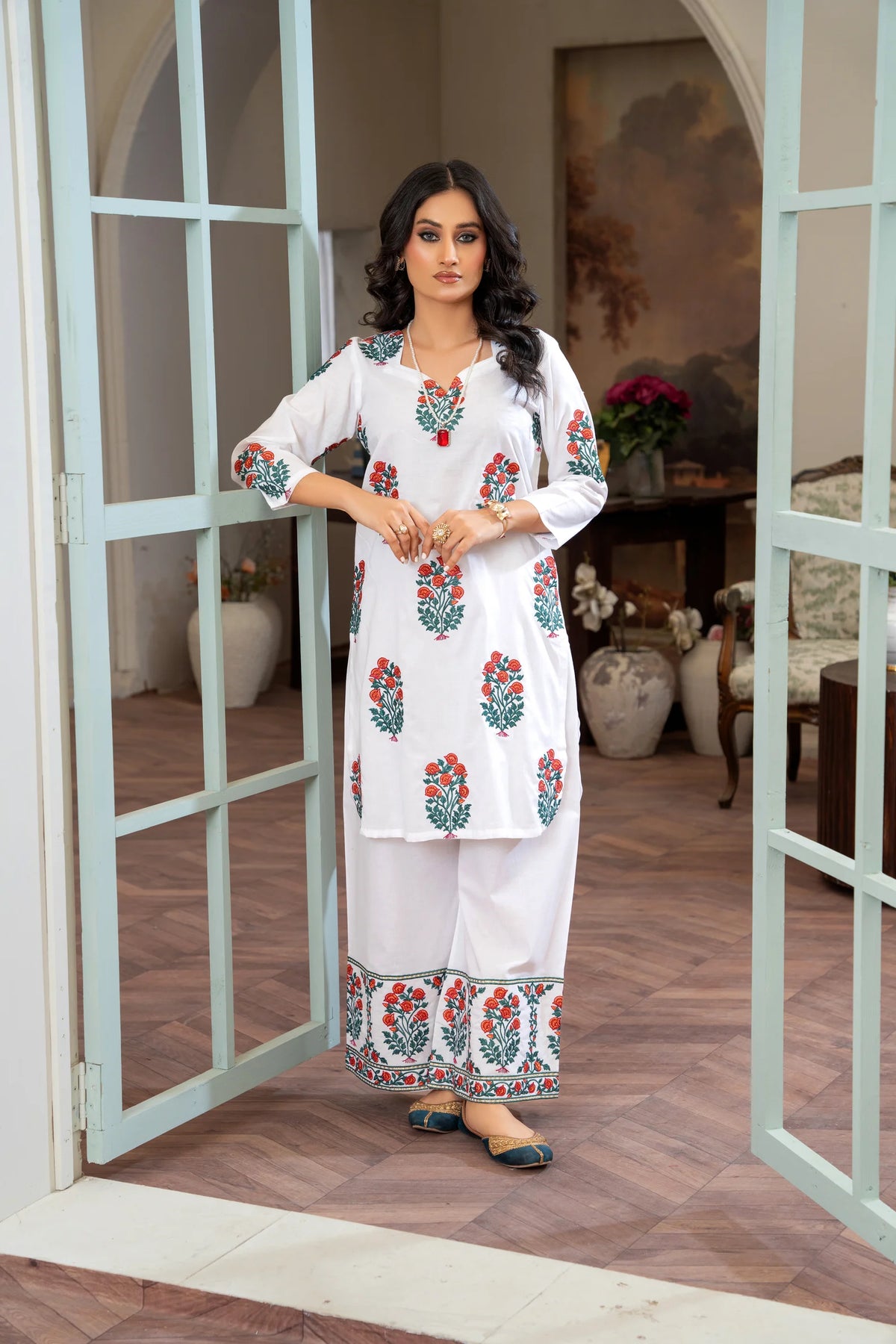 White Embroidered Coord