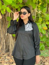 Black Leaf Shirt Top