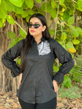 Black Leaf Shirt Top