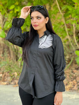 Black Leaf Shirt Top
