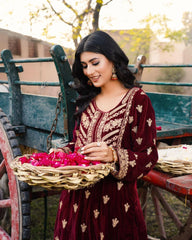 Maroon Dilruba Velvet 2pc