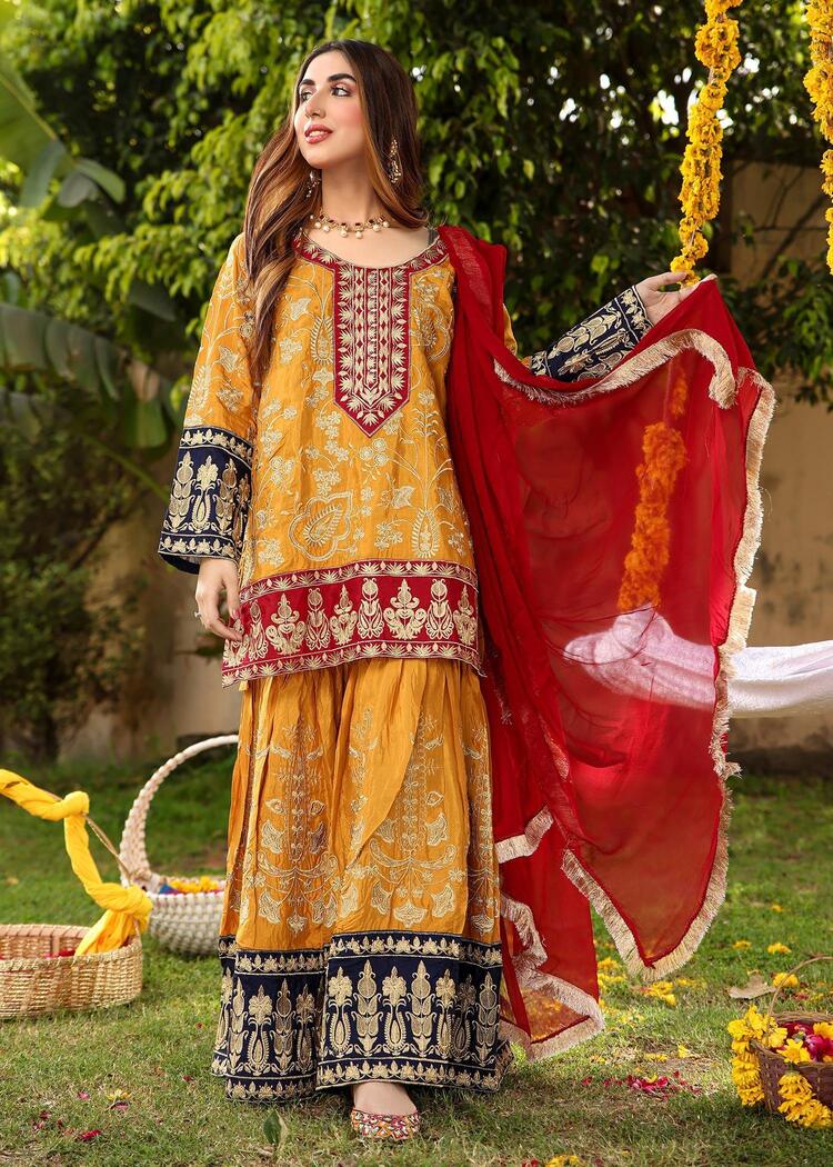 Mustard Eid Gharara Suit