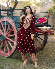 Maroon Dilruba Velvet 2pc