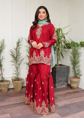 Red Eid Gharara 3PC Adults