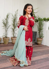 Red eid gharara 3pc kids