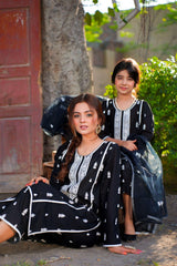 Black White Eid Suit Kids