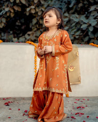 Rust Gharara 3pc kids