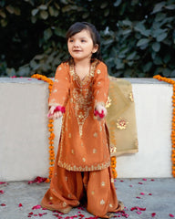 Rust Gharara 3pc kids