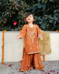 Rust Gharara 3pc kids