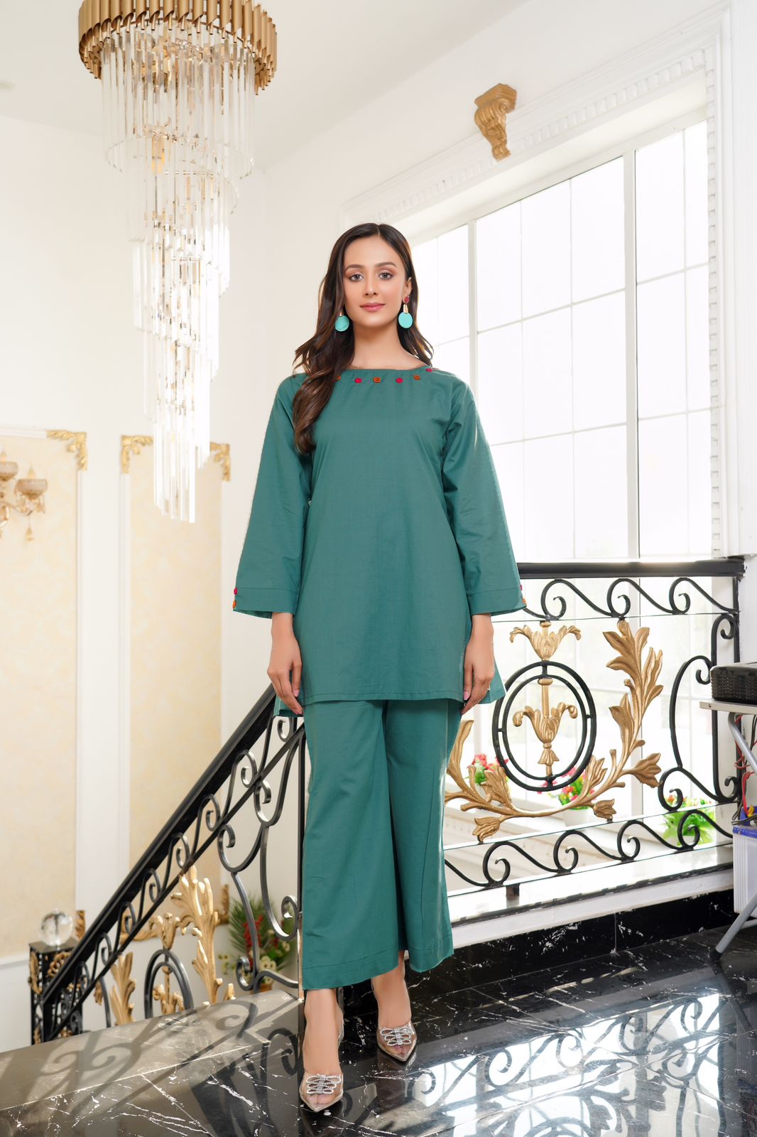 Green White co ord set– Akhrotclothingco