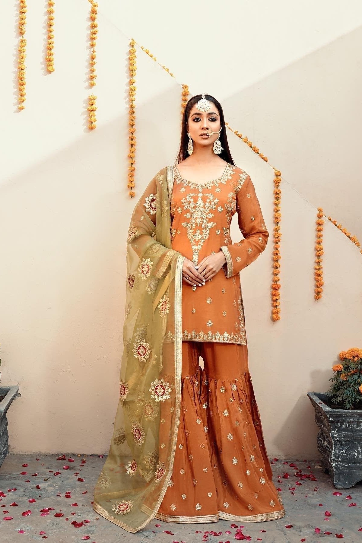 Rust Gharara 3pc