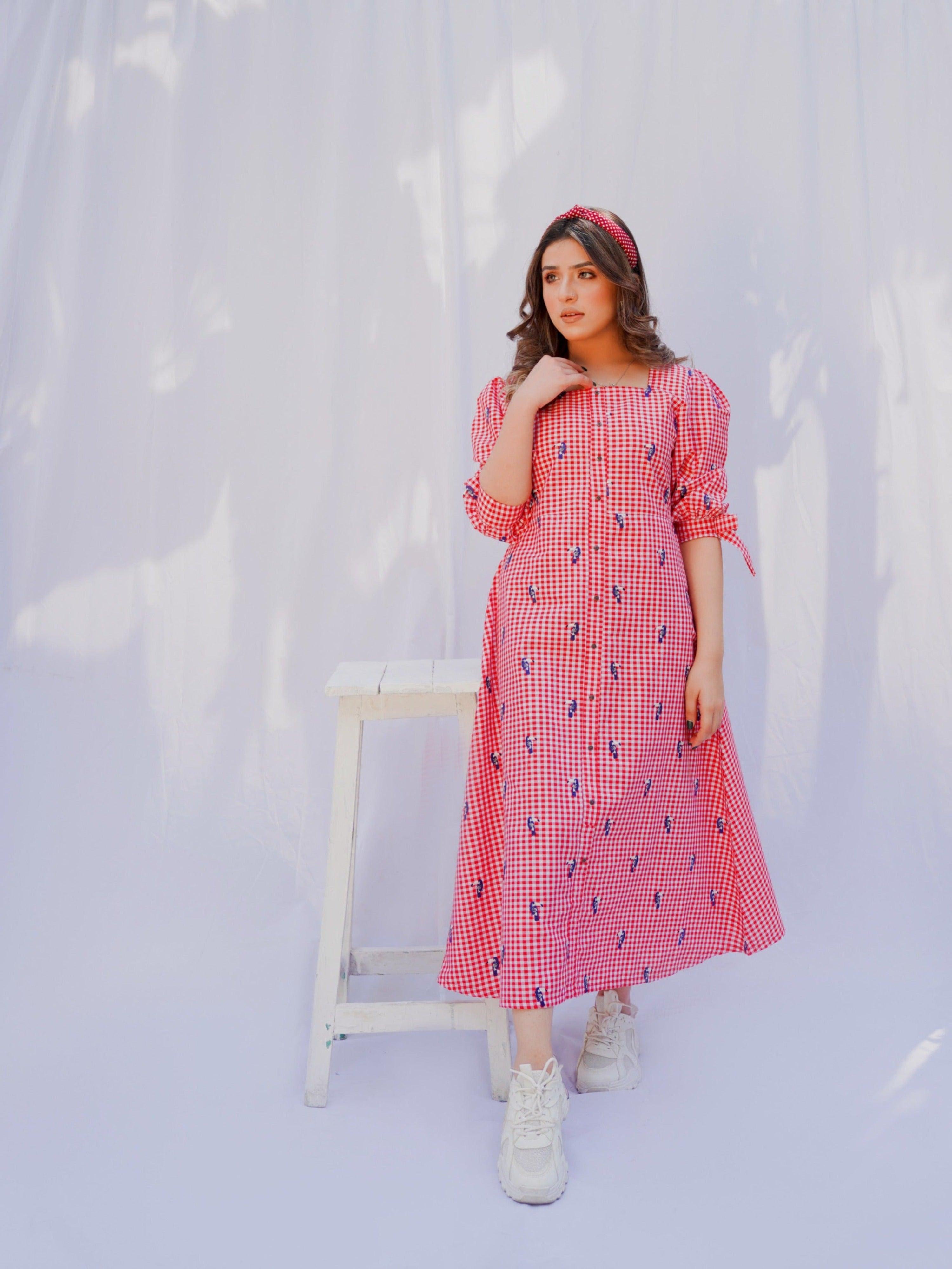 Frocks In/check Material Red Check Frock – Akhrotclothingco