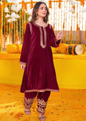 Maroon Velvet Shalwar Kameez Kids - Womaniah