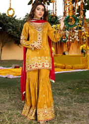 Mustard Maroon Sharara Suit - Womaniah