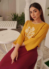 MUSTARD MAROON SKIRT 2PC - Womaniah