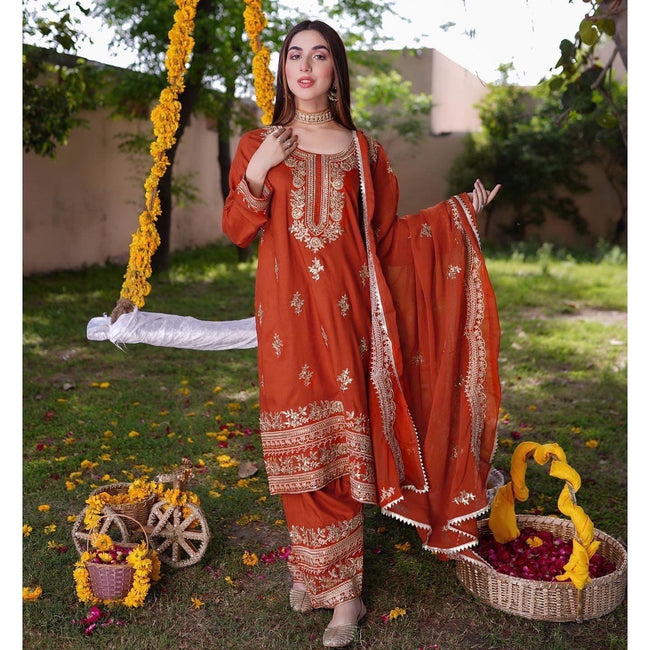 Tangerine Eid Suit - Womaniah