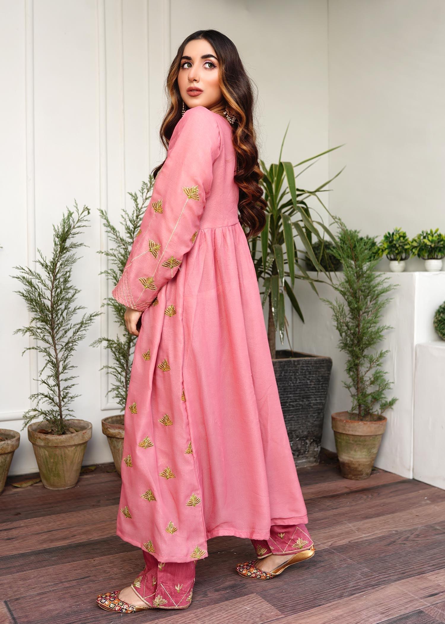 Tea pink frock 2pc - Womaniah