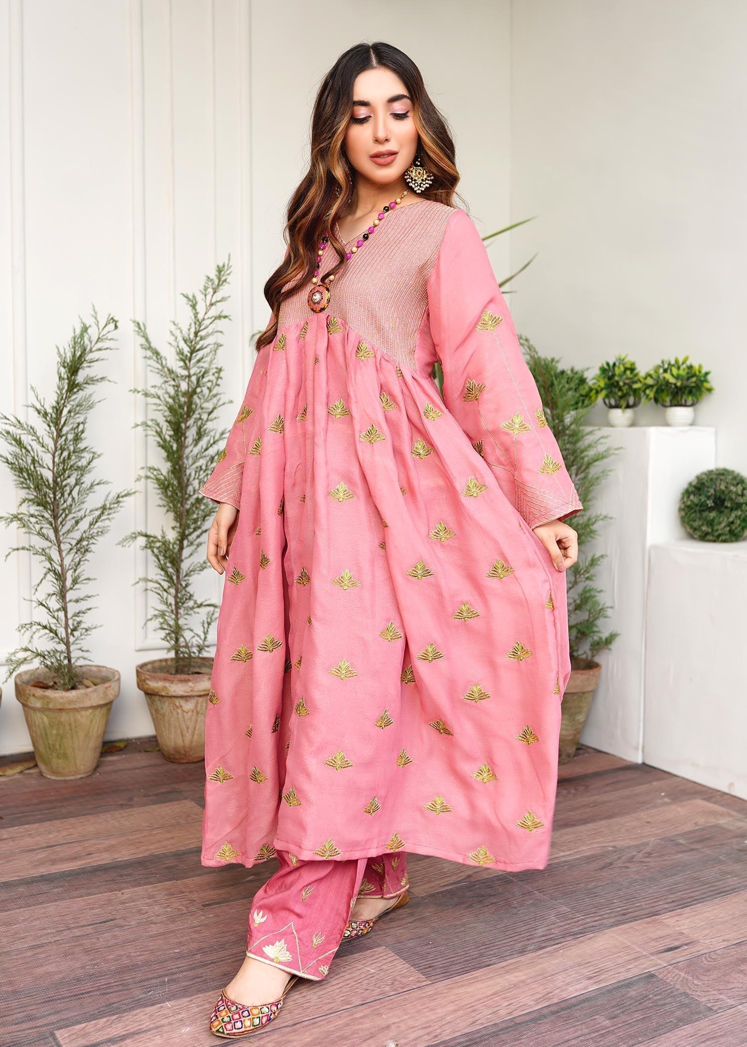 Tea pink frock 2pc - Womaniah